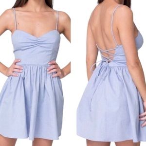 American Apparel 100% Cotton Chambray Tie Back Skater Dress Size S